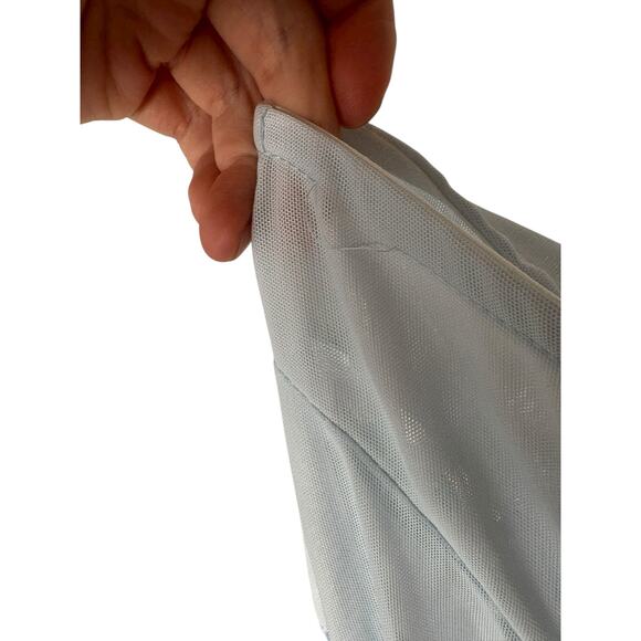 AMOR MIA Meta Angel Pants Sheer Lace Up Ruffle Boho Chic Festival Powder Blue SM - Picture 15 of 16